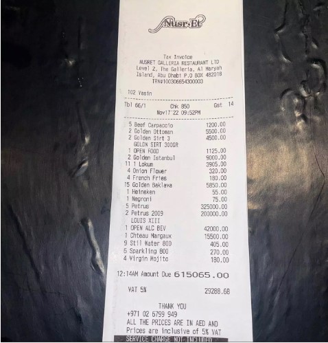 Ο Salt Bae δημοσίευσε λογαριασμό